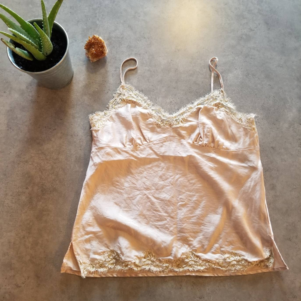 100% Silk Anne Klein Baby Pink Camisole , Size 6